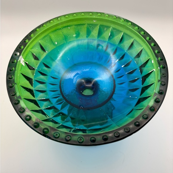 Elegant Green and Blue Glass Bowl - Picture 9 of 14